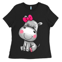 Black cute hippopotamus Ladies Tee - AdoDesignShop