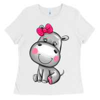White cute hippopotamus Ladies Tee - AdoDesignShop