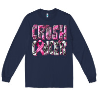 Navy Crush Cancer Long Sleeve Tee - texasbilliewilder