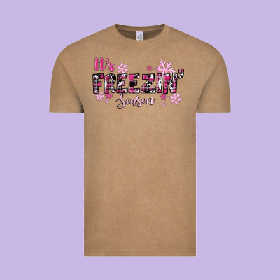 Vintage Tee It's Freezin Season Pink Christmas