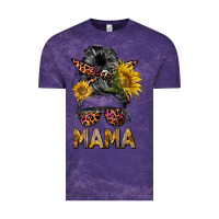 Cloud Purple mess bun mama sunflowers Vintage Tee - BarkalooDesign