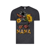 Vintage Black mess bun mama sunflowers Vintage Tee - BarkalooDesign