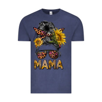 Vintage Denim mess bun mama sunflowers Vintage Tee - BarkalooDesign