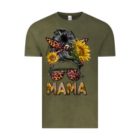 Vintage Olive mess bun mama sunflowers Vintage Tee - BarkalooDesign
