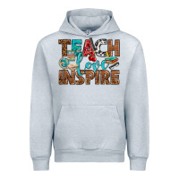 Heather Grey Teach Love Inspire With Leopard Urban Hoodie - BundleAndBundleShop