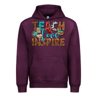 Mauve Wine Teach Love Inspire With Leopard Urban Hoodie - BundleAndBundleShop