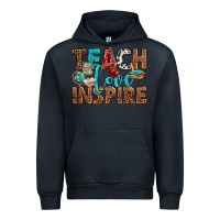 Navy Teach Love Inspire With Leopard Urban Hoodie - BundleAndBundleShop