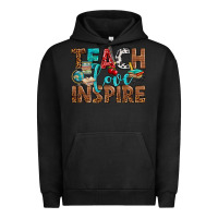 Pigment Black Teach Love Inspire With Leopard Urban Hoodie - BundleAndBundleShop