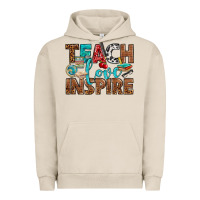 Pigment French Oak Teach Love Inspire With Leopard Urban Hoodie - BundleAndBundleShop