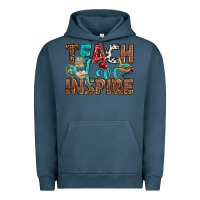 Pigment Midnight Navy Teach Love Inspire With Leopard Urban Hoodie - BundleAndBundleShop