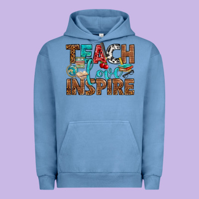 Teach Love Inspire With Leopard Urban Hoodie Designed By Bundleandbundleshop