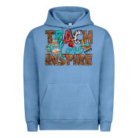 Pigment Pebble Blue Teach Love Inspire With Leopard Urban Hoodie - BundleAndBundleShop