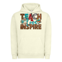 Pigment Pistachio Teach Love Inspire With Leopard Urban Hoodie - BundleAndBundleShop