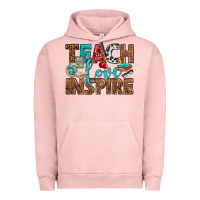 Pigment Salmon Teach Love Inspire With Leopard Urban Hoodie - BundleAndBundleShop