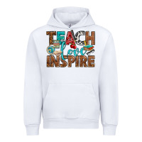 White Teach Love Inspire With Leopard Urban Hoodie - BundleAndBundleShop