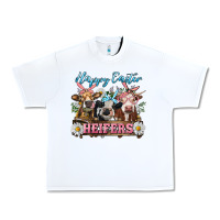 White Happy Easter Heifers Urban Heavy Tee - RanaPortraitStore