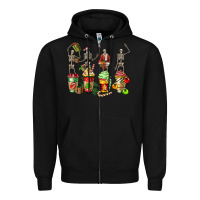 Black christmas skeleton coffee cups Zipper Hoodie - FaDigitalArtStudio