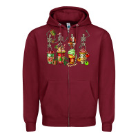 Christmas Skeleton Coffee Cups Zipper Hoodie | Teevron