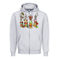 Heather Grey christmas skeleton coffee cups Zipper Hoodie - FaDigitalArtStudio