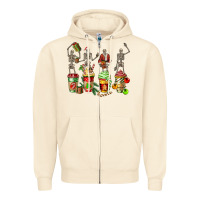 Sandshell christmas skeleton coffee cups Zipper Hoodie - FaDigitalArtStudio