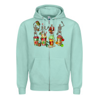 Seafoam christmas skeleton coffee cups Zipper Hoodie - FaDigitalArtStudio