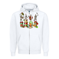 White christmas skeleton coffee cups Zipper Hoodie - FaDigitalArtStudio
