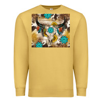 Antique Gold cowhide leopard bull skull gemstone Premium Sweatshirt - NancyCooperArtShop