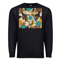 Black cowhide leopard bull skull gemstone Premium Sweatshirt - NancyCooperArtShop