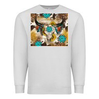 Dove Grey cowhide leopard bull skull gemstone Premium Sweatshirt - NancyCooperArtShop