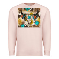 Pale Pink cowhide leopard bull skull gemstone Premium Sweatshirt - NancyCooperArtShop