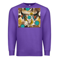 Purple cowhide leopard bull skull gemstone Premium Sweatshirt - NancyCooperArtShop