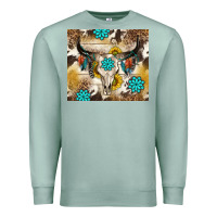 Seafoam cowhide leopard bull skull gemstone Premium Sweatshirt - NancyCooperArtShop