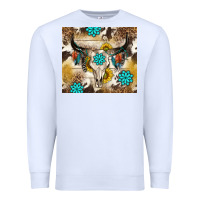 White cowhide leopard bull skull gemstone Premium Sweatshirt - NancyCooperArtShop