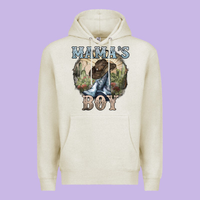 Mamas Boy Western Cowboy Boots Cactus Premium Hoodie Designed By Nancycooperartshop