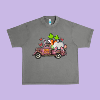 Urban Heavy Tee happy easter pink truck with bunny