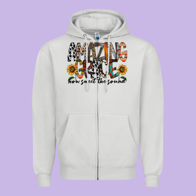 Amazing Grace How Sweet The Sound Zipper Hoodie Designed By Racoondesign