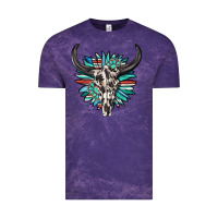 Western Bull Skull With Sunflower And Gemstone Vintage Tee | Teevron