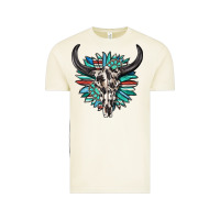 Vintage Arctic western bull skull with sunflower and gemstone Vintage Tee - texasbilliewilder