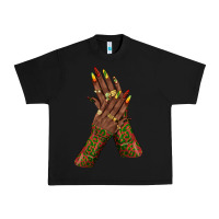 Black juneteenth nail art with afro hand Urban Heavy Tee - texasbilliewilder