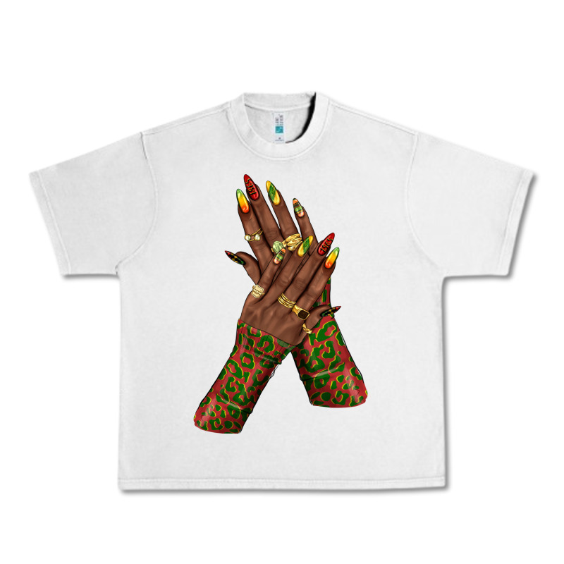 Juneteenth Nail Art With Afro Hand Urban Heavy Tee by texasbilliewilder | Teevron