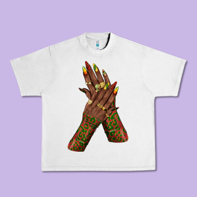 Urban Heavy Tee juneteenth nail art with afro hand