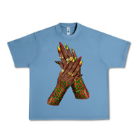 Pebble Blue juneteenth nail art with afro hand Urban Heavy Tee - texasbilliewilder