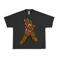 Pigment Black juneteenth nail art with afro hand Urban Heavy Tee - texasbilliewilder