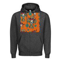 Charcoal Heather western cross and bull skull seamless pattern Zipper Hoodie - HRA Design Shop