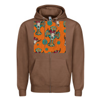 Chestnut western cross and bull skull seamless pattern Zipper Hoodie - HRA Design Shop