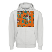 Dove Grey western cross and bull skull seamless pattern Zipper Hoodie - HRA Design Shop