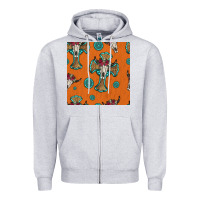 Heather Grey western cross and bull skull seamless pattern Zipper Hoodie - HRA Design Shop