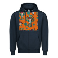 Navy western cross and bull skull seamless pattern Zipper Hoodie - HRA Design Shop