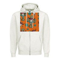Oatmeal Heather western cross and bull skull seamless pattern Zipper Hoodie - HRA Design Shop