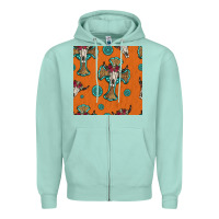 Seafoam western cross and bull skull seamless pattern Zipper Hoodie - HRA Design Shop